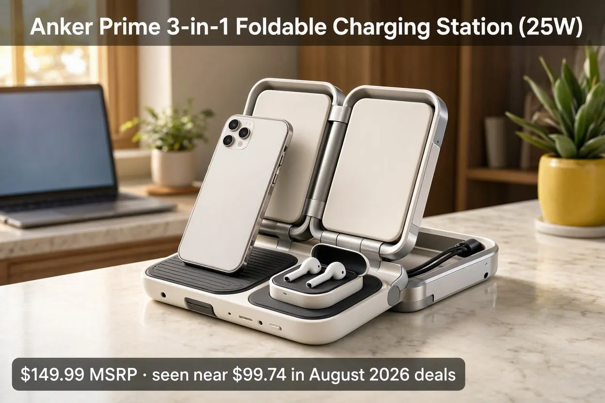 Anker Prime 3-in-1 foldable 25W Qi2.2 wireless charging station