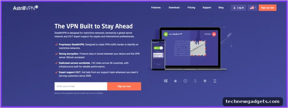 Astrill VPN homepage – best VPN for China 2026