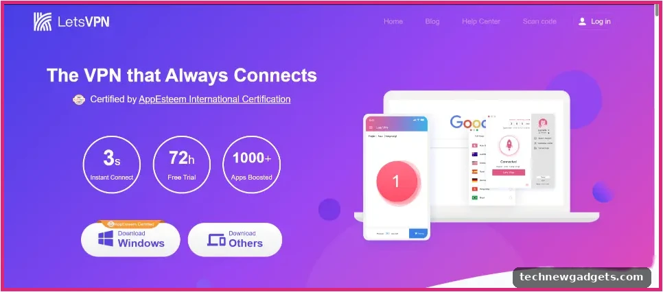 LetsVPN homepage – best VPN for China 2026