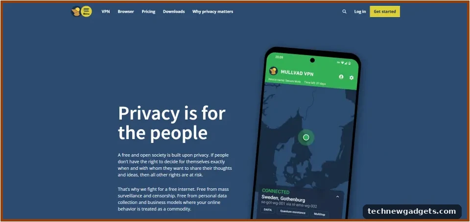Mullvad homepage – best VPN for China 2026
