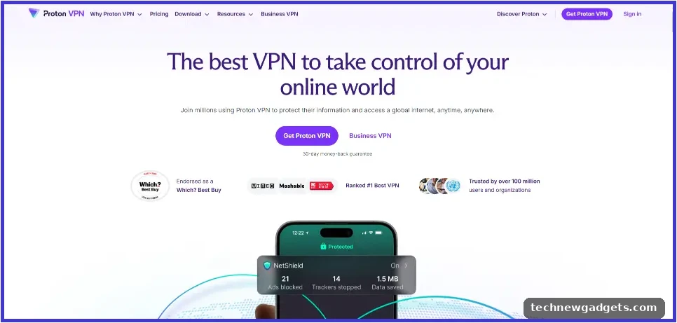 Proton VPN homepage – best VPN for China 2026