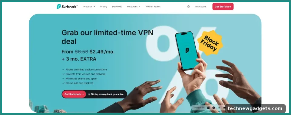 Surfshark homepage – best VPN for China 2026